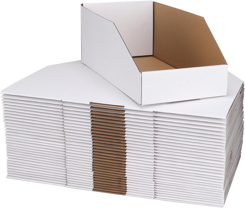 ZBEIVAN Cardboard Storage Bins Boxes 35 Packs 12x6x4.5 Inches, Easy Assembly Pantry Organizer Bins for Shelf, White - Image 1